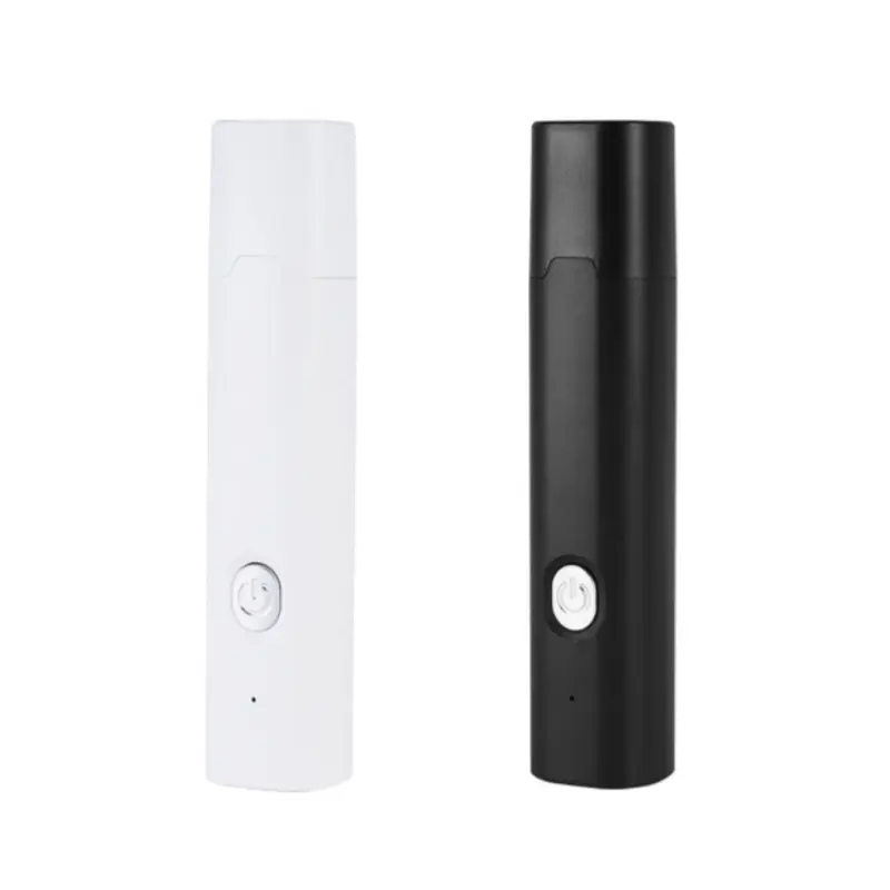 Two electric pet nail grinders in white and black, with power buttons, on a plain white background.