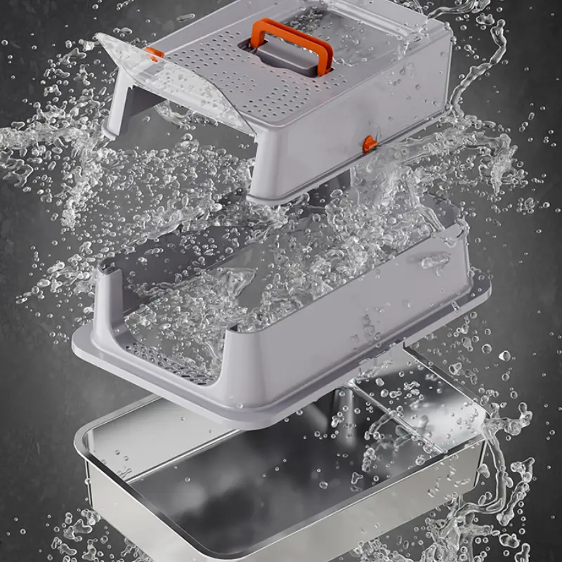 Premium stainless steel cat litter box, splash-proof & easy to clean, keeps your home spotless.