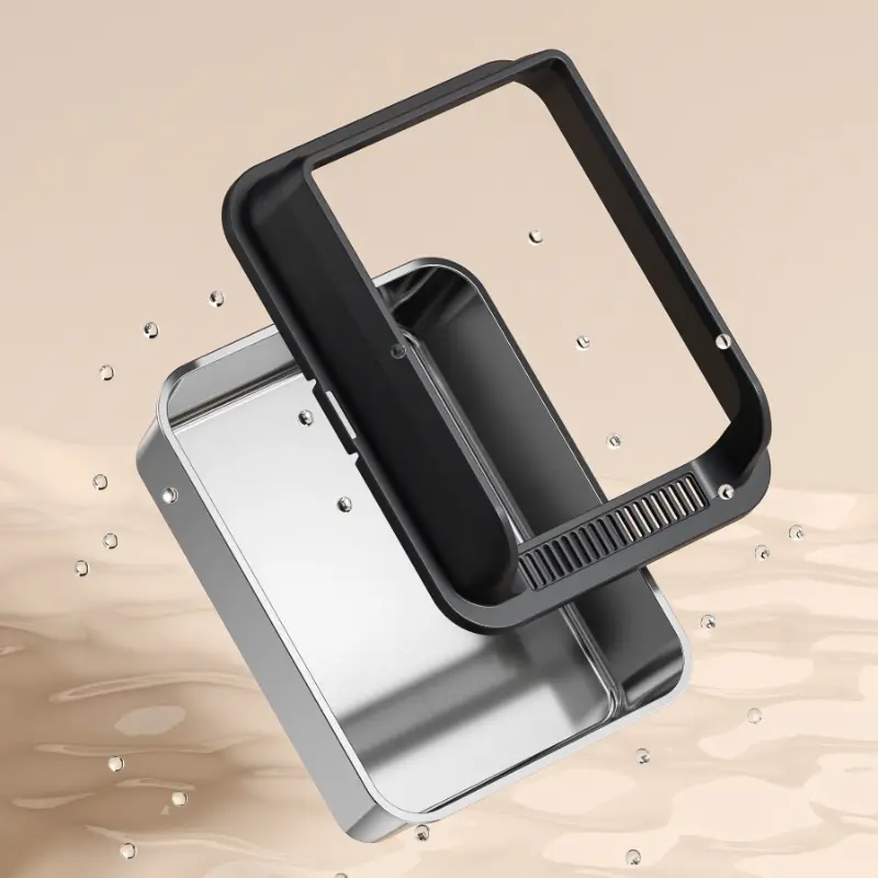 Detachable stainless steel cat litter box with waterproof structure, durable & easy deep clean for all cat breeds.