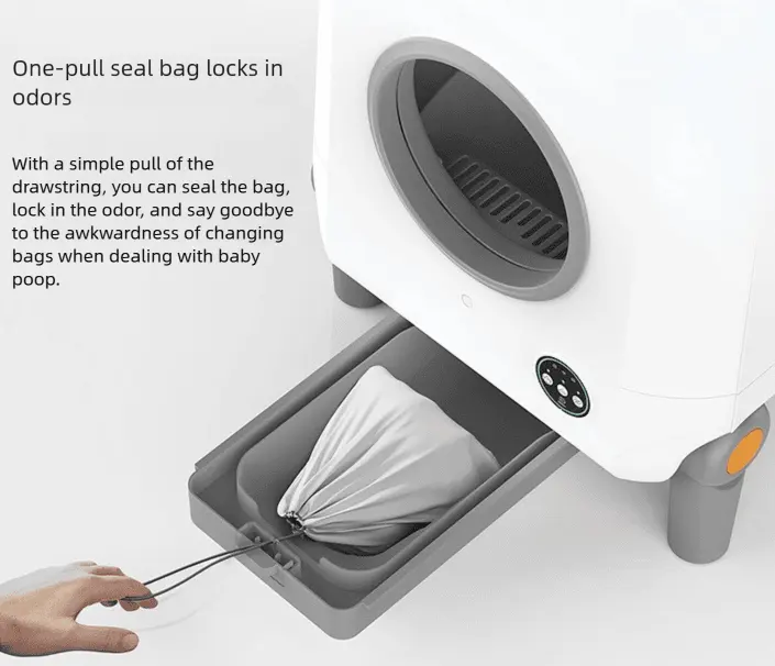 REC1 smart litter box seal bag waste bin for odor control and easy cleaning