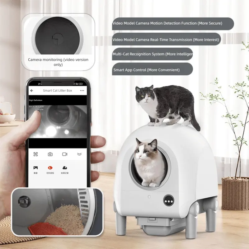 REC1 video model smart litter box with camera monitoring and app control