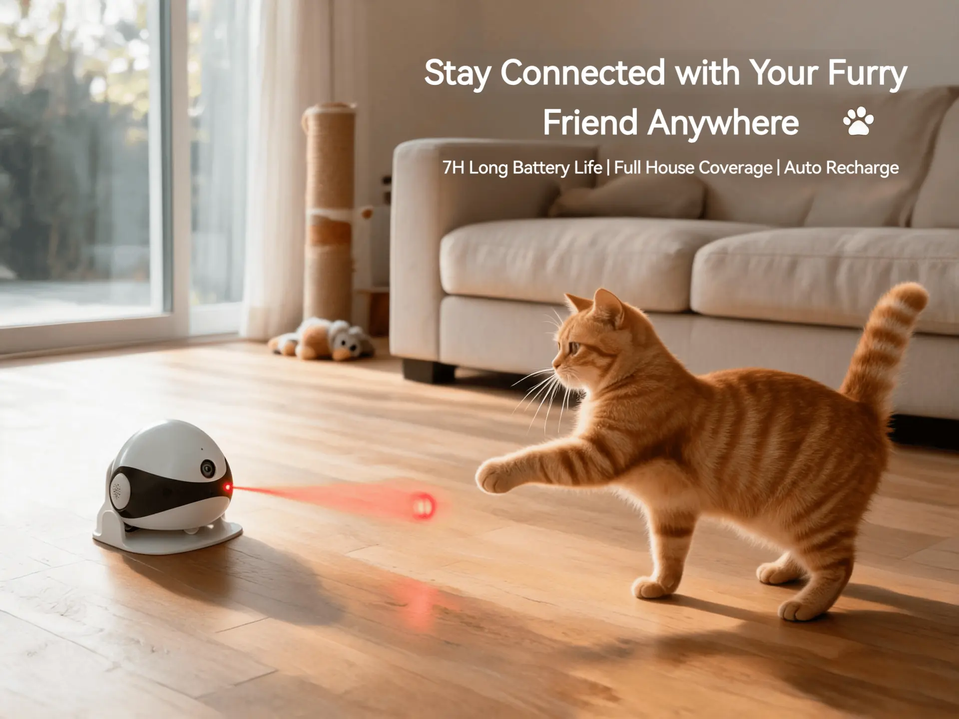 Orange Cat Playing on Wooden Floor-1782288409837