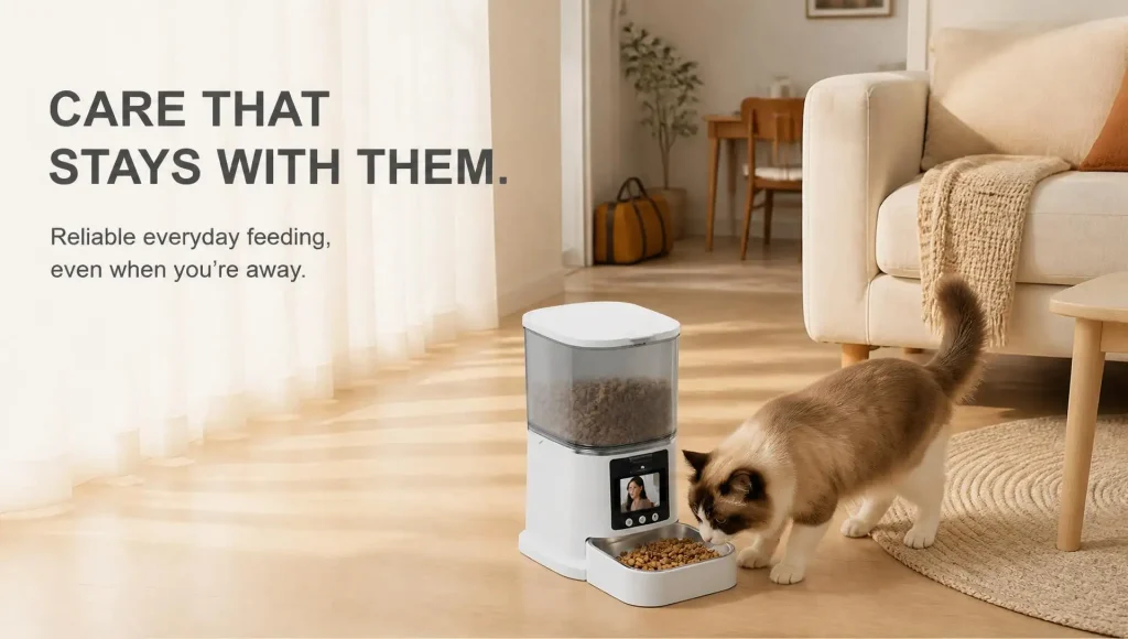 PT03S Automatic Pet Feeder with Rotatable HD Camera and Display Screen PT03S automatic pet feeder with rotatable HD camera and display screen dispensing dry food